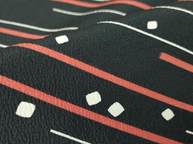 平和屋着物▽小紋 単衣 箔散らし斜線文 黒地 洗える着物 DAAV5590az