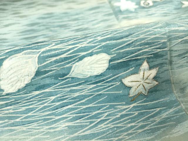 平和屋着物▽訪問着 単衣 刺繍 吹寄せ文 暈し染め 金糸 三越扱い 正絹 逸品 DAAV5614az