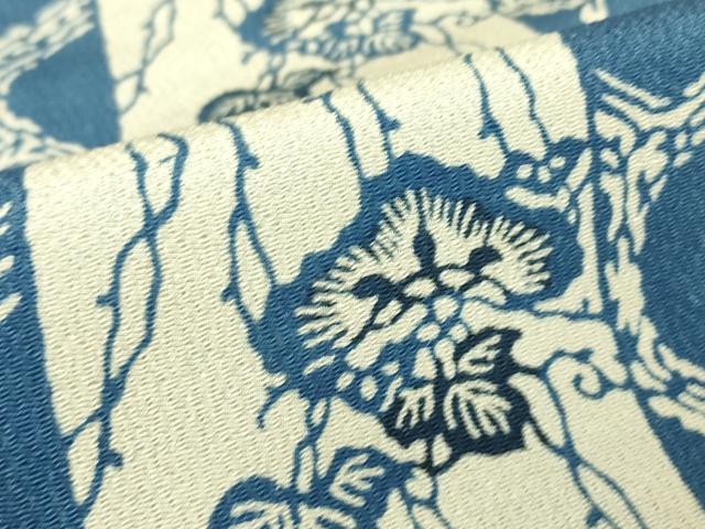 平和屋着物▽上質な小紋 単衣 藍 型絵染 亀甲松文 正絹 逸品 DAAV5622az