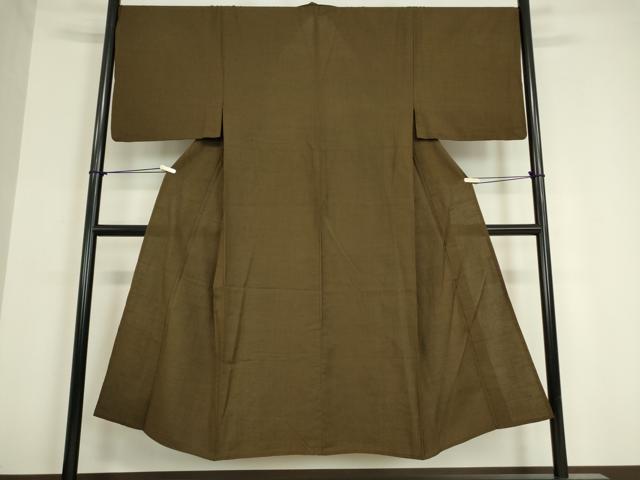 平和屋着物▽男性 紬 単衣 赤墨色 正絹 逸品 DAAV5626az