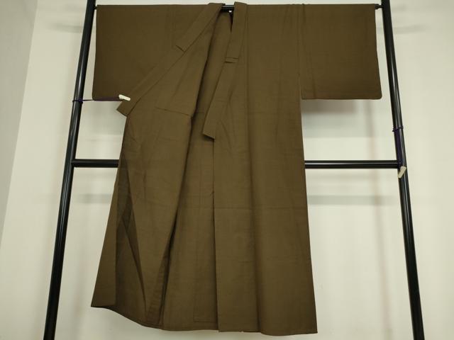 平和屋着物▽男性 紬 単衣 赤墨色 正絹 逸品 DAAV5626az