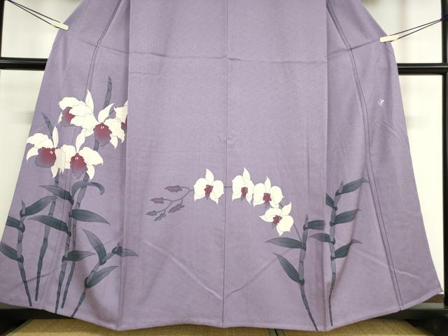 平和屋着物▽訪問着 単衣 作家物 蘭 手描き 正絹 逸品 DAAV5629az