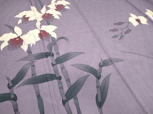 平和屋着物▽訪問着 単衣 作家物 蘭 手描き 正絹 逸品 DAAV5629az