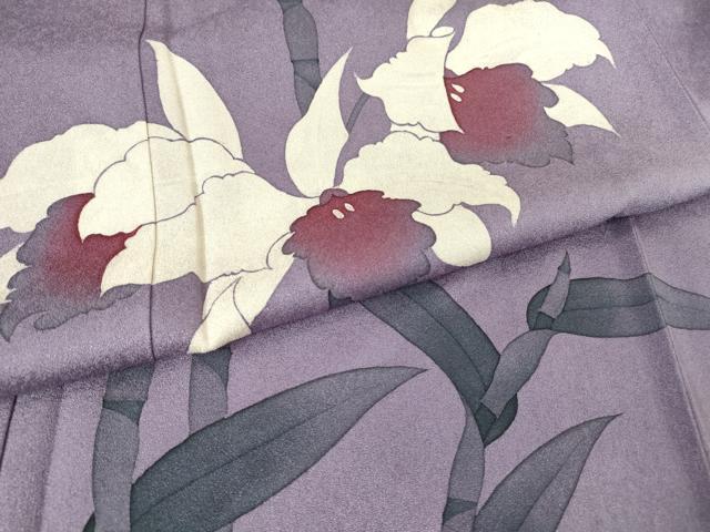 平和屋着物▽訪問着 単衣 作家物 蘭 手描き 正絹 逸品 DAAV5629az