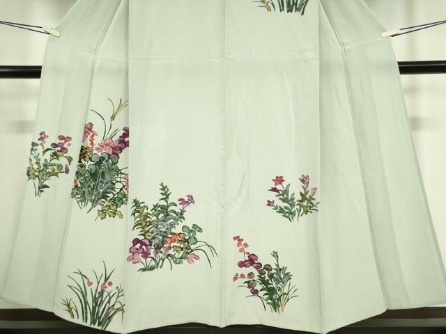 平和屋着物▽訪問着 単衣 ろうけつ染め 草花文 正絹 逸品 DAAV5670az