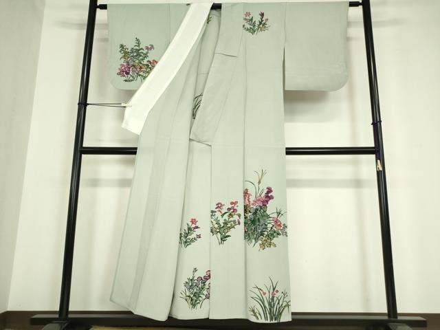 平和屋着物▽訪問着 単衣 ろうけつ染め 草花文 正絹 逸品 DAAV5670az