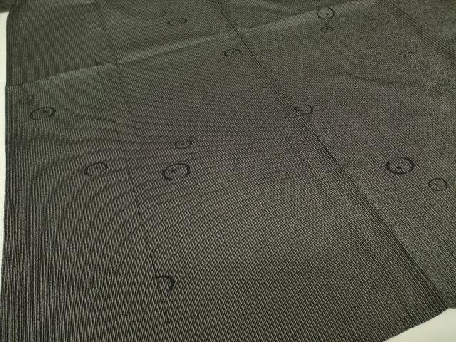 平和屋着物▽本塩沢 単衣 丸文 黒地 正絹 逸品 DAAV5687az