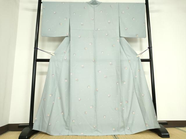 平和屋着物▽小紋 単衣 源氏香花文 洗える着物 DAAV5706az