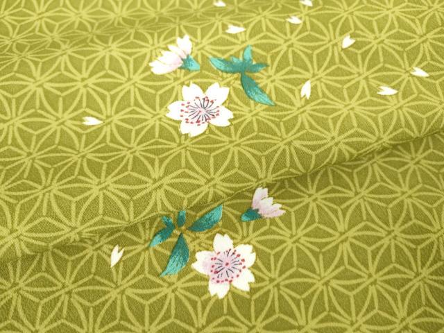 平和屋着物▽小紋 単衣 麻の葉舞桜文 洗える着物 DAAV5734az