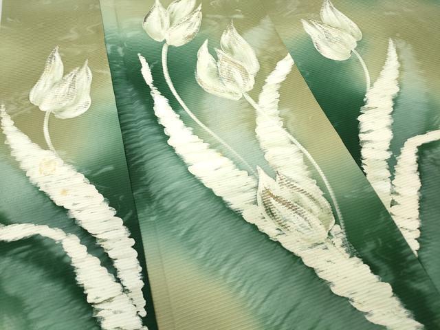 平和屋着物▽訪問着 単衣 草花文 手描き 暈し染め 金彩 正絹 逸品 DAAV5753az