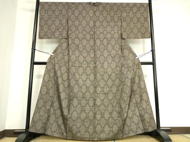 平和屋着物▽本場大島紬 単衣 7マルキ 菱繋ぎ 正絹 逸品 DAAV5776az