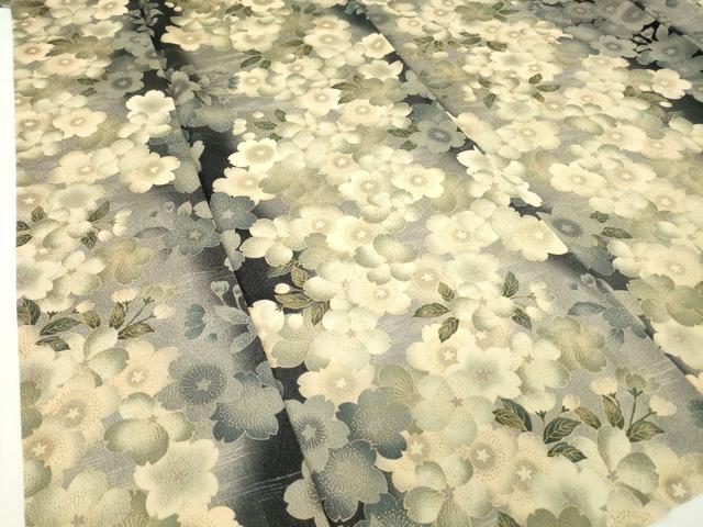 平和屋着物▽上質な小紋 単衣 舞桜文 金彩 鬼しぼ縮緬 正絹 逸品 DAAV5792az