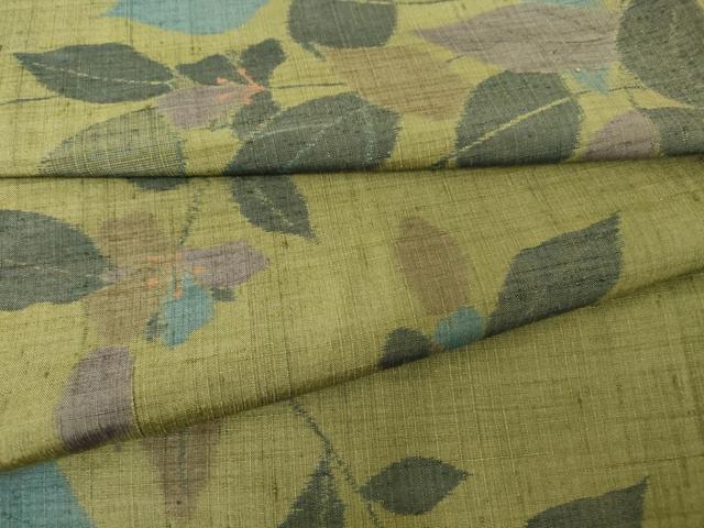 平和屋着物▽上質な紬 単衣 草花文 正絹 逸品 DAAV5807az