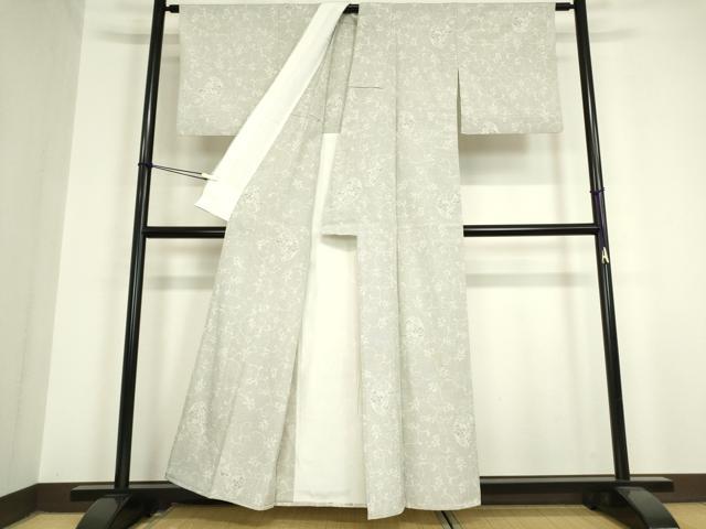平和屋着物▽本塩沢 単衣 花唐草文 110亀甲 正絹 逸品 DAAV5823az