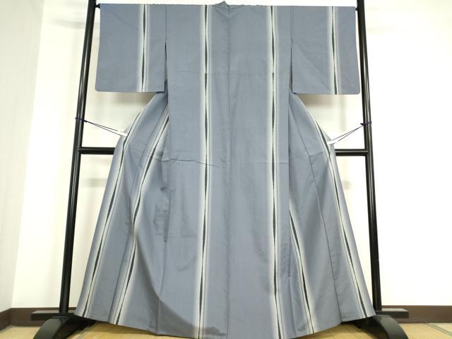 平和屋着物▽上質な紬 単衣 変わり縞 正絹 逸品 DAAV5831az