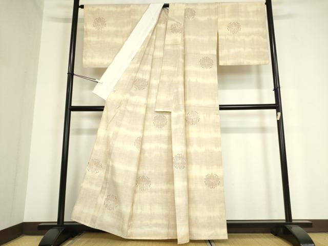 平和屋着物▽結城紬 単衣 花唐草文 80亀甲 正絹 逸品 DAAV5837az