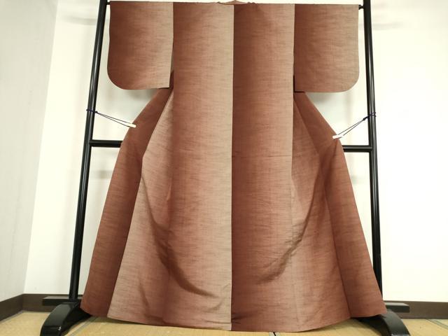 平和屋着物▽上質な紬 単衣 色無地 霞文 正絹 逸品 DAAV5847az