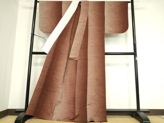 平和屋着物▽上質な紬 単衣 色無地 霞文 正絹 逸品 DAAV5847az