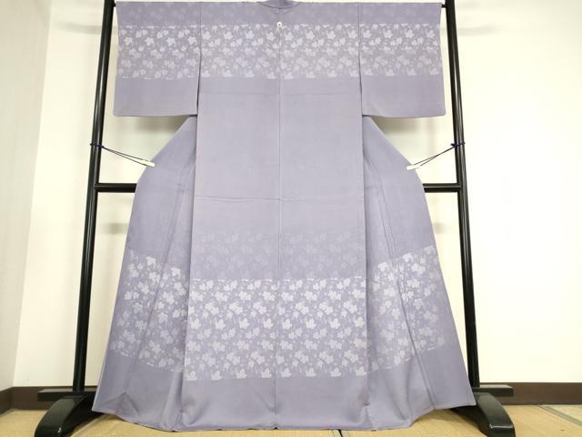 平和屋着物▽訪問着 単衣 お召地 葡萄蔦の葉文 正絹 逸品 DAAV5925az