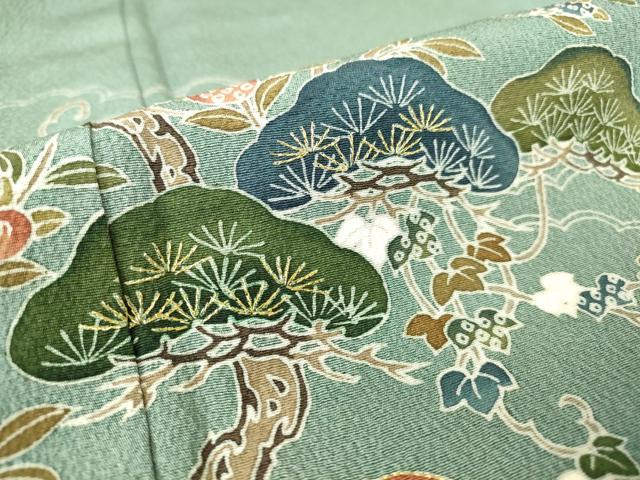 平和屋着物▽訪問着 単衣 刺繍 浜松風景文 金糸 正絹 逸品 DAAV5946az