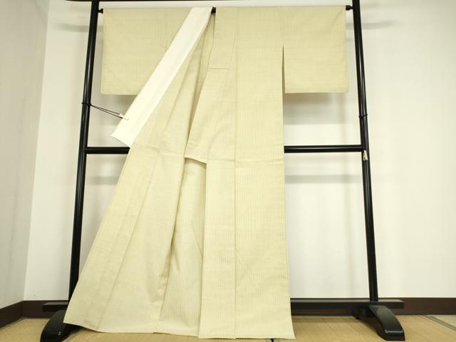 平和屋着物▽上質な紬 単衣 縞 正絹 逸品 DAAV5949az