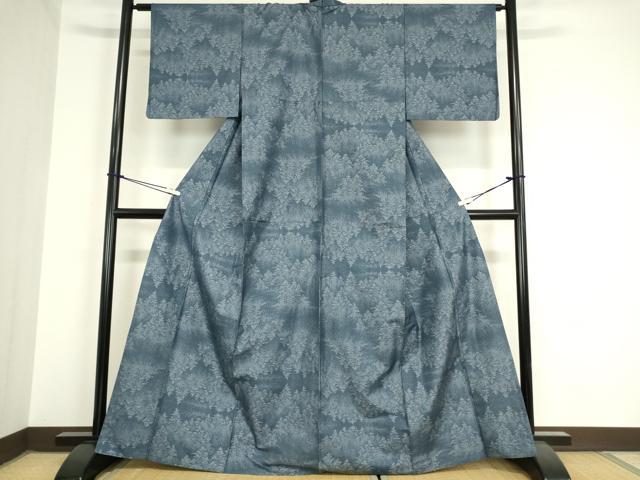 平和屋着物▽本場大島紬 単衣 9マルキ 樹林文 三越扱い 正絹 逸品 DAAV5953az