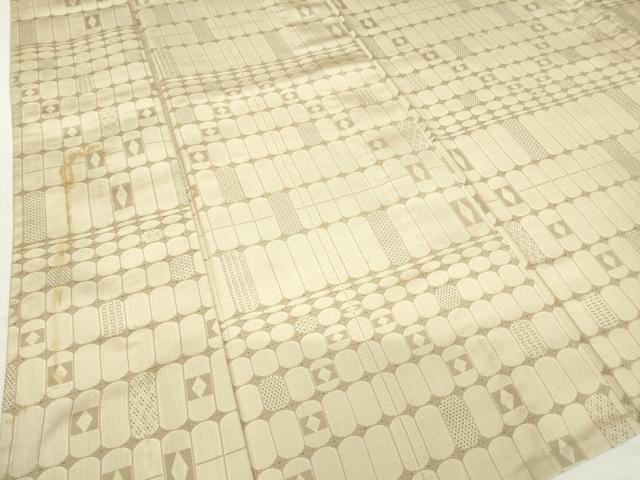 平和屋着物▽上質なお召 単衣 幾何学文 正絹 逸品 DAAV5982az