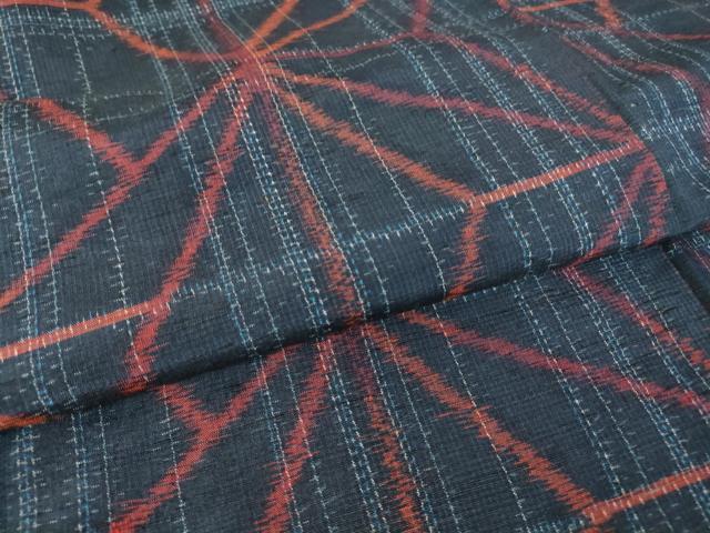 平和屋着物▽上質な紬 単衣 麻の葉文 正絹 逸品 DAAV5990az
