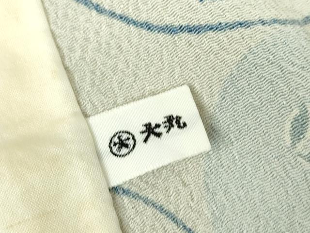 平和屋着物▽上質な小紋 単衣 藍 型染 花丸吉祥文 鬼しぼ縮緬 大丸扱い 正絹 逸品 DABG0783az
