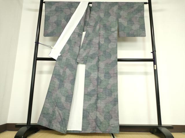 平和屋着物▽上質な紬 単衣 霞文 正絹 逸品 DAAV5998az