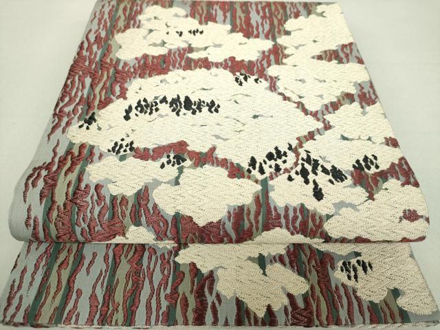 平和屋着物●六通柄袋帯 霞文 金糸 正絹 逸品 未使用 DAAV6033ps