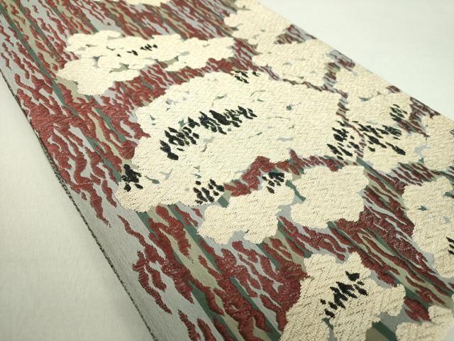 平和屋着物●六通柄袋帯 霞文 金糸 正絹 逸品 未使用 DAAV6033ps