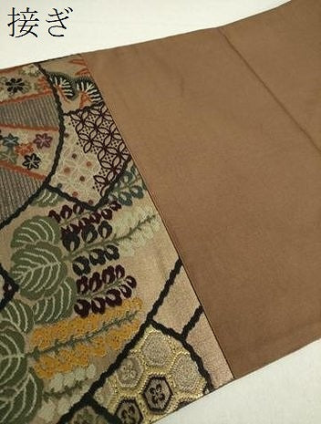 平和屋着物●六通柄袋帯 唐織 片輪車吉祥花文 金糸 正絹 逸品 DAAV6038ps