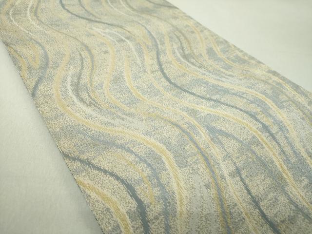 平和屋着物●両面 全通柄袋帯 よろけ縞 金糸 正絹 逸品 DAAV6138ps