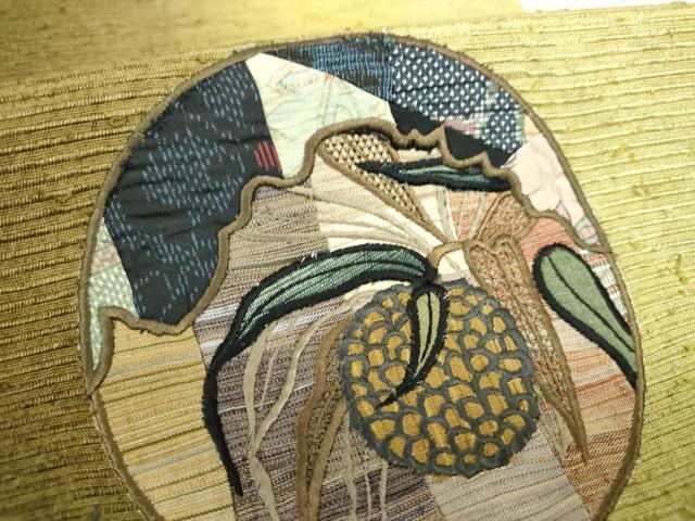 平和屋着物●両面 太鼓柄袋帯 紬地 刺繍 切嵌 成り物 やまと誂製 正絹 逸品 DAAV6139ps