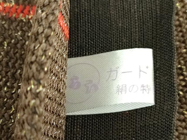 平和屋着物▽全通柄袋帯 スリーシーズン帯 春 夏 秋 組織 変わり間道 金糸 正絹 逸品 未使用 DAAV6228ps