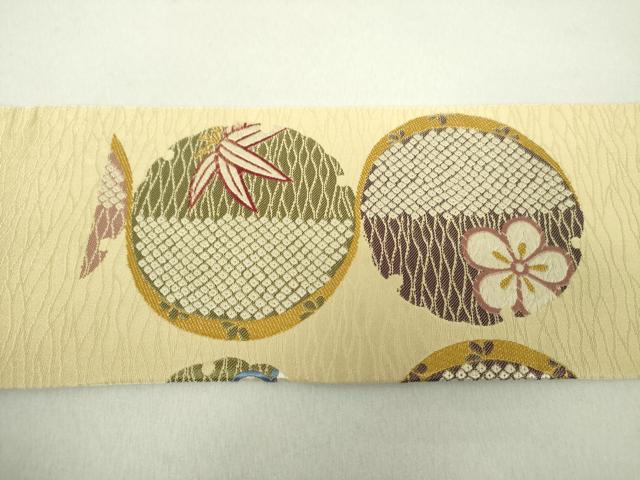 平和屋着物●九寸名古屋帯 唐織 雪輪花文 正絹 逸品 DAAV6297ps