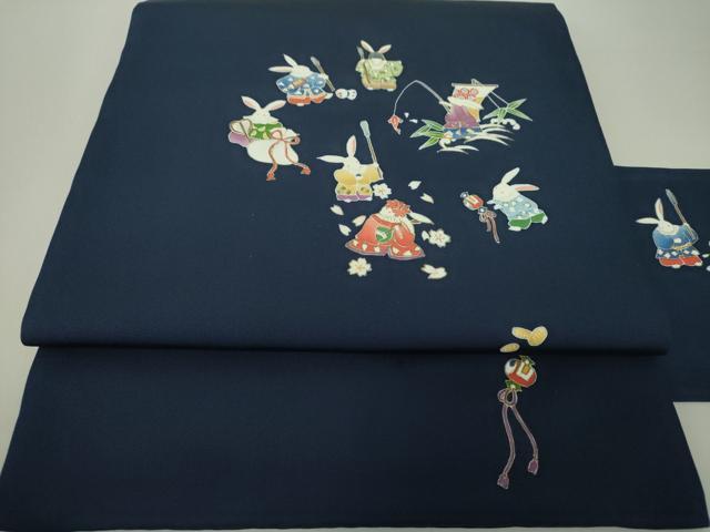 平和屋着物●塩瀬 九寸名古屋帯 七福神 兎 宝尽くし 金彩 正絹 逸品 DAAV6314ps