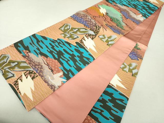 平和屋着物●ファッションデザイナー HIROKO KOSHINO コシノヒロコ 六通柄袋帯 飛鶴松文 金糸 正絹 逸品 未使用 DAAV6351ps
