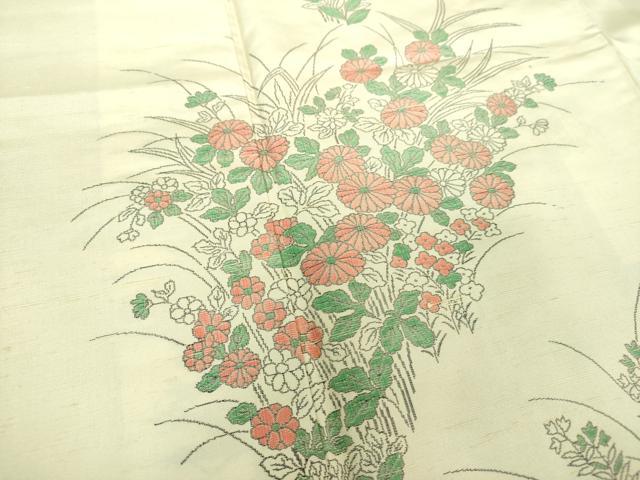平和屋着物●京の名門・菱屋六右ェ門 紬 色留訪問着 草花文 正絹 逸品 DAAV6394ps