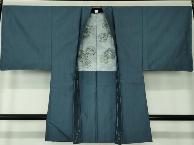 平和屋着物●男性 紬 アンサンブル 長羽織 熨斗目花色 正絹 逸品 未使用 DAAV6407ps