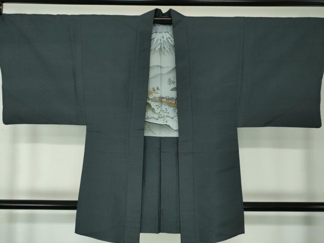 平和屋着物●男性 紬 アンサンブル 80亀甲 総詰め 正絹 逸品 DAAV6410ps