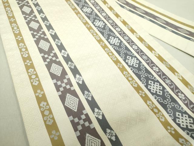 平和屋着物●九寸名古屋帯 花菱間道 正絹 逸品 未使用 DAAV6459ps