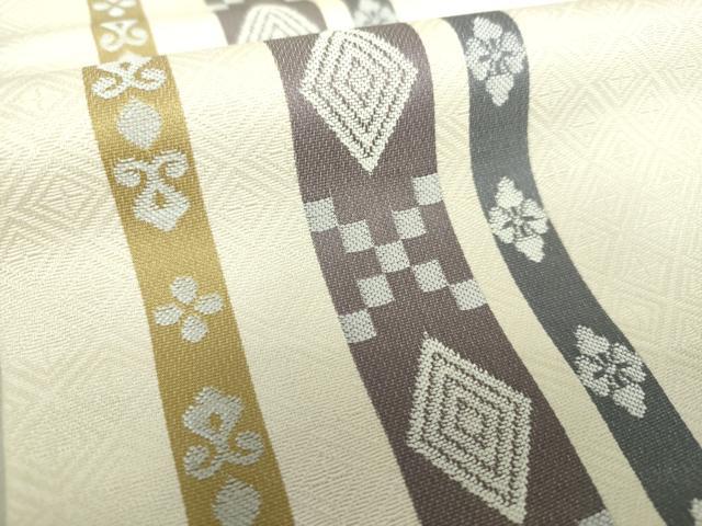 平和屋着物●九寸名古屋帯 花菱間道 正絹 逸品 未使用 DAAV6459ps