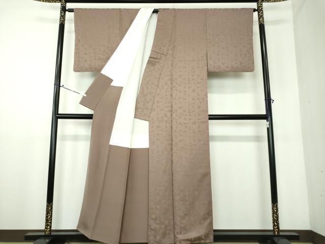 平和屋着物●上質な色無地 霞地紋 煤竹色 正絹 逸品 DAAV6468ps