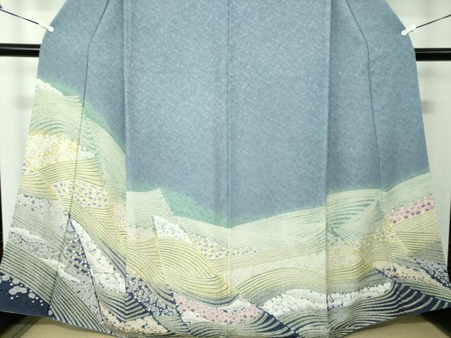 平和屋着物●中国三大刺繍 相良刺繍 訪問着 おぼろ染め 襲絞り 流水花文 金糸 銀通し地 正絹 逸品 DAAV6551ps