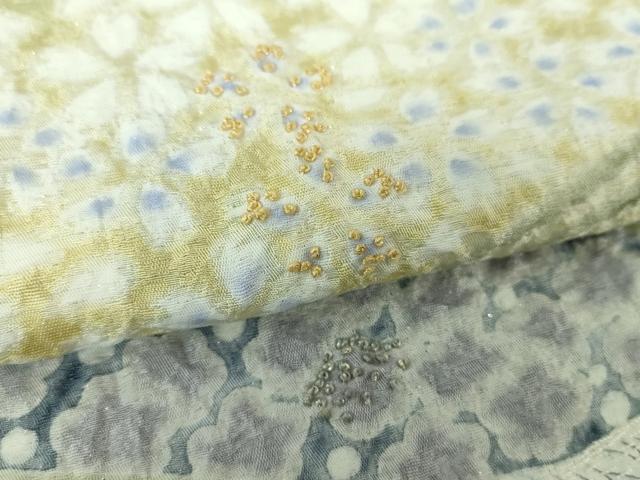 平和屋着物●中国三大刺繍 相良刺繍 訪問着 おぼろ染め 襲絞り 流水花文 金糸 銀通し地 正絹 逸品 DAAV6551ps