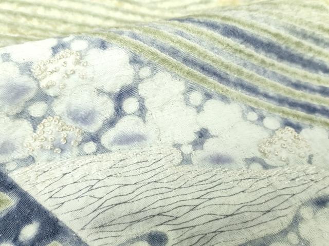 平和屋着物●中国三大刺繍 相良刺繍 訪問着 おぼろ染め 襲絞り 流水花文 金糸 銀通し地 正絹 逸品 DAAV6551ps