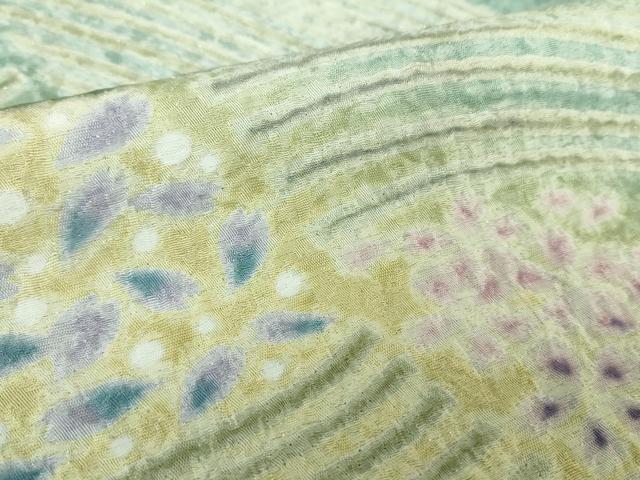 平和屋着物●中国三大刺繍 相良刺繍 訪問着 おぼろ染め 襲絞り 流水花文 金糸 銀通し地 正絹 逸品 DAAV6551ps