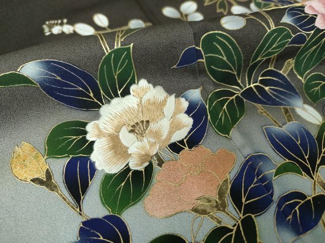 平和屋着物●訪問着 刺繍 枝花文 暈し染め 金彩 さが美扱い 正絹 逸品 DAAV6571ps
